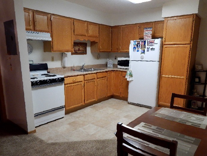Full-size kitchen and appliances in the independent living apartments at Good Samaritan Society - Superior in Superior, Nebraska.