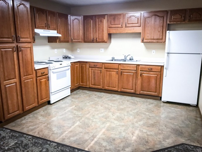 The assisted living apartment kitchens are spacious at Souris Valley Care Center in Velva, North Dakota.