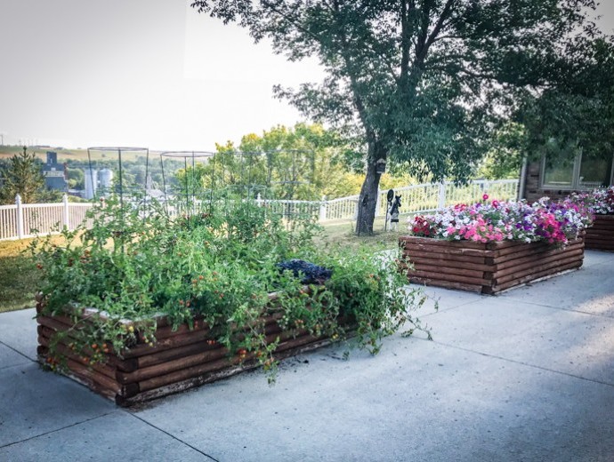 The resident garden space is a calming outdoor space for nursing home residents at Souris Valley Care Center in Velva, North Dakota.