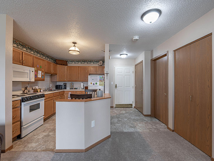 Senior living residents can enjoy a full-size kitchen in the Remick Ridge Estates apartments at Good Samaritan Society - Windom in Windom, Minnesota.