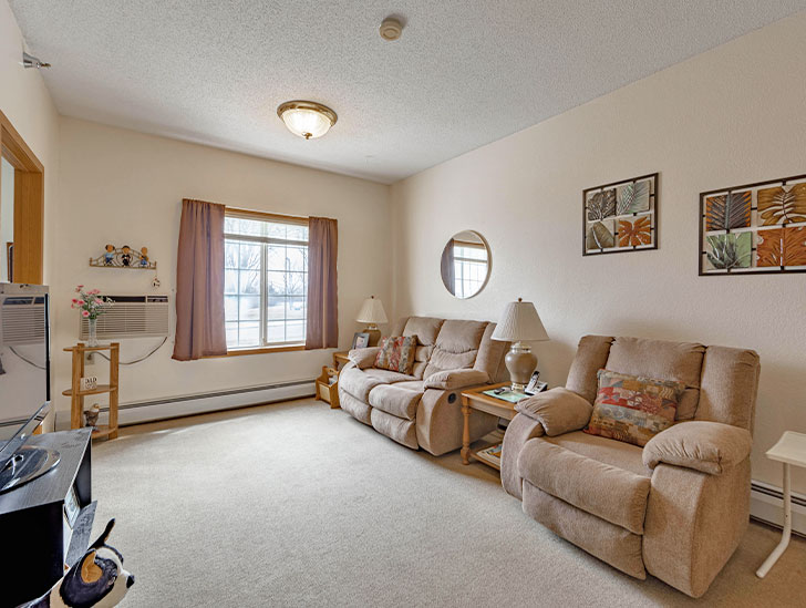 Mikkelsen Manor assisted living apartments include spacious living rooms at Good Samaritan Society - Windom in Windom, Minnesota.