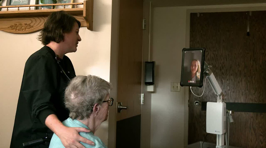 Resident interacting with a Sanford Health provider via the new My Care Line Program