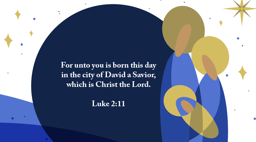 Nativity scene with the verse Luke 2:13