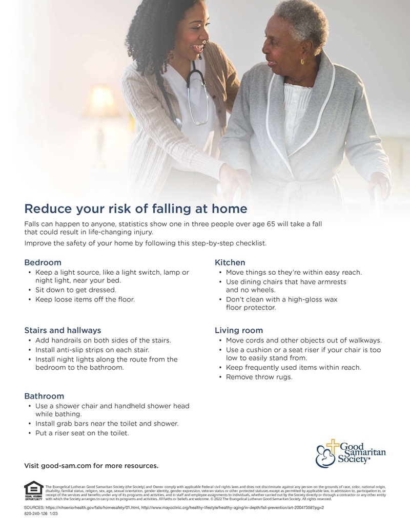 Reduce your risk of falling at home flyer download.