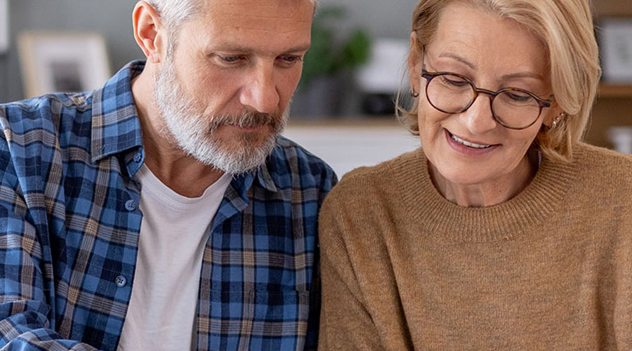 Couple investigating finances.