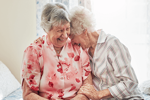 Senior living is a place to make new friends and rekindle old friendships. 