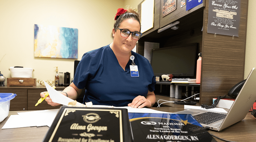 Good Samaritan Society - Miller Pointe Director of Nursing named Nursing Administrator of the Year. Alena Goergen - Mandan, ND