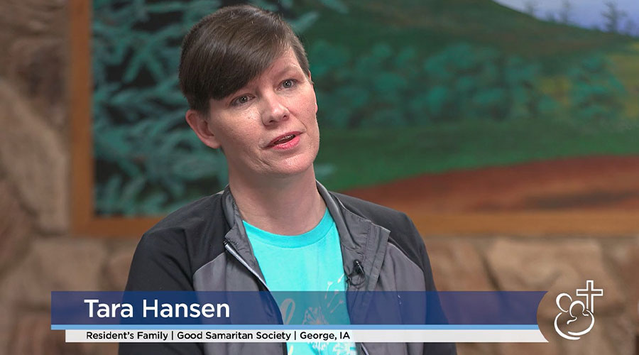Tara Hansen sharing about how thankful she is for the staff and community at Good Samaritan Society - George in George, Iowa.