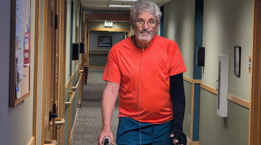 Bob Ellis and his walker at Good Samaritan Society - Estes Park Village.