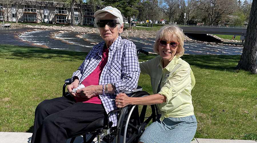 Diane Norlin’s mother, Jeanette Toenies (left), moved to the Good Samaritan Society independent living apartments in Pine River, Minnesota, after living at Norlin’s home for two years.