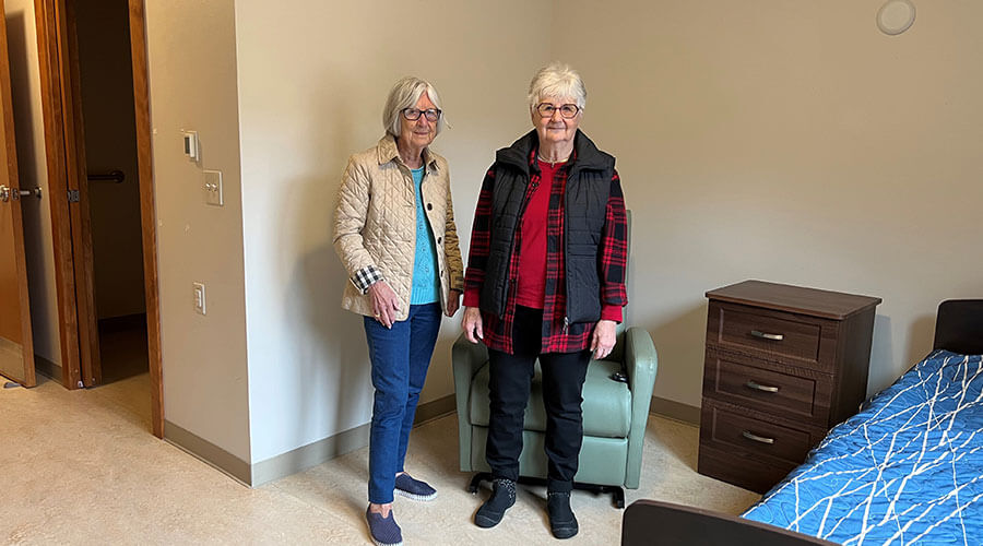 Donna Ebeling and Good Samaritan - St. Martin Village donor Shirley Krier smiling.