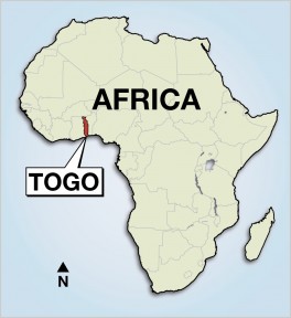 Map of Togo, a country in West Africa